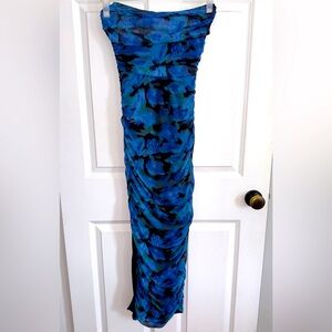 MESH MAXI DRESS BLUE FLORAL
